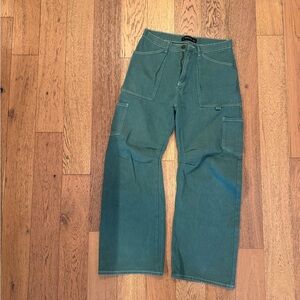 Lioness Green Wide-Leg Pants Utilitarian Style